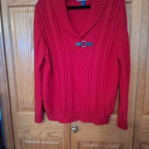 Karen Scott Red Cowl Neck Sweater